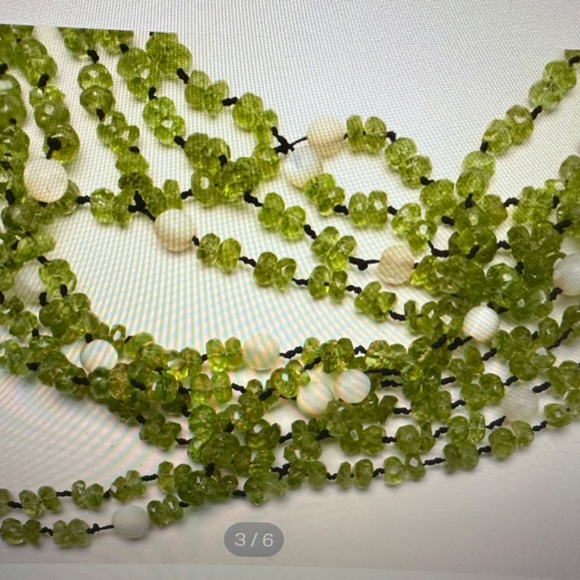 Haute Couture Eva Nueva Italian Peridot/Pearls 9 Strands Necklace - Picture 3 of 13